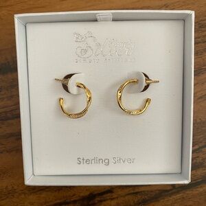 Simply Silver Simply Brilliant Sterling Silver Gold Hoop Earrings. NWOT